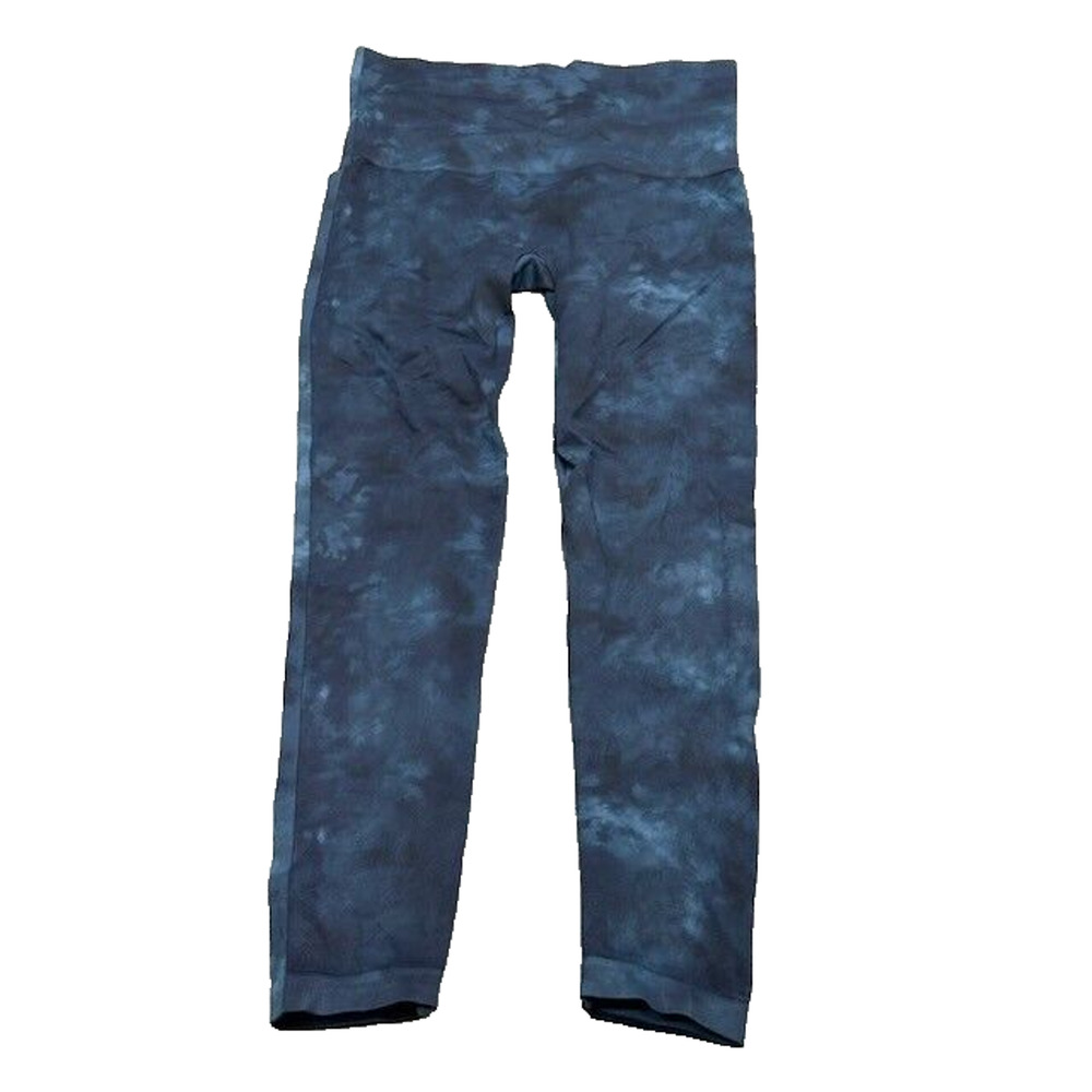 Spanx Womens Seamless Cropped Leggings Mid Rise Tie Dye‎ Yoga Navy Blue Size 1X